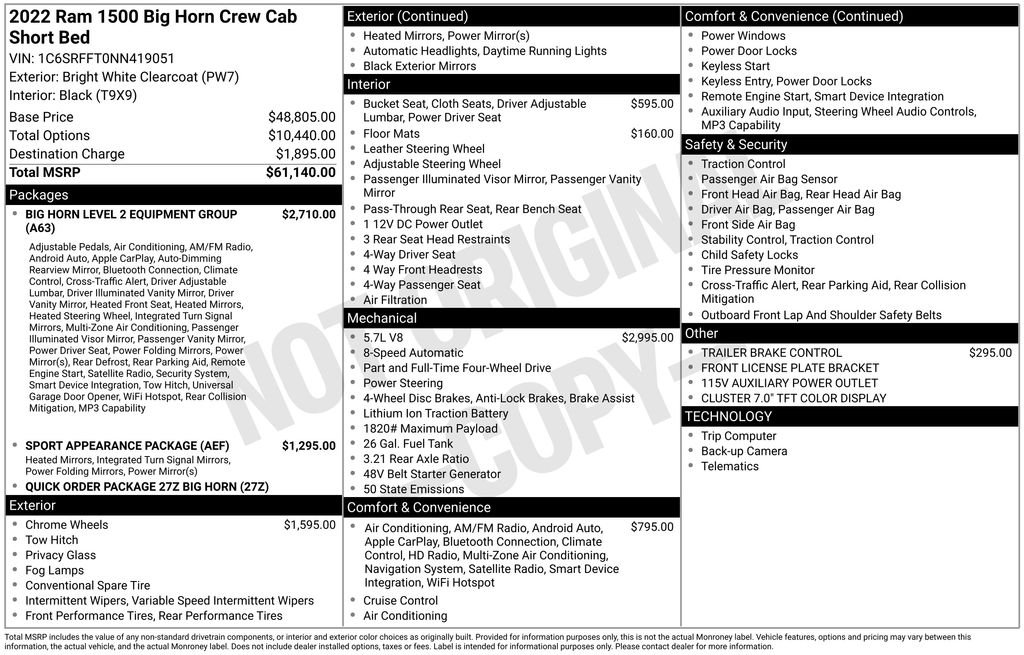 ram ram 1500 pickup 2022 1C6SRFFT0NN419051 image ram ram 1500 pickup 2022 1C6SRFFT0NN419051 image